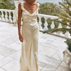 Elegant Cream Ruffle Maxi Dress